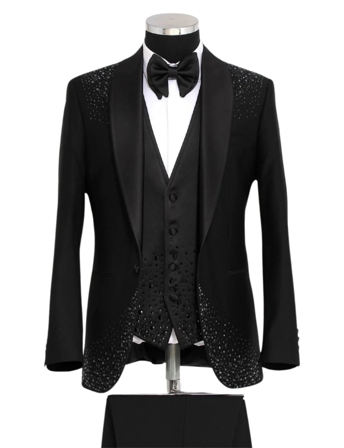 Musculini Men’s Three-Piece Suit+ Bow tie