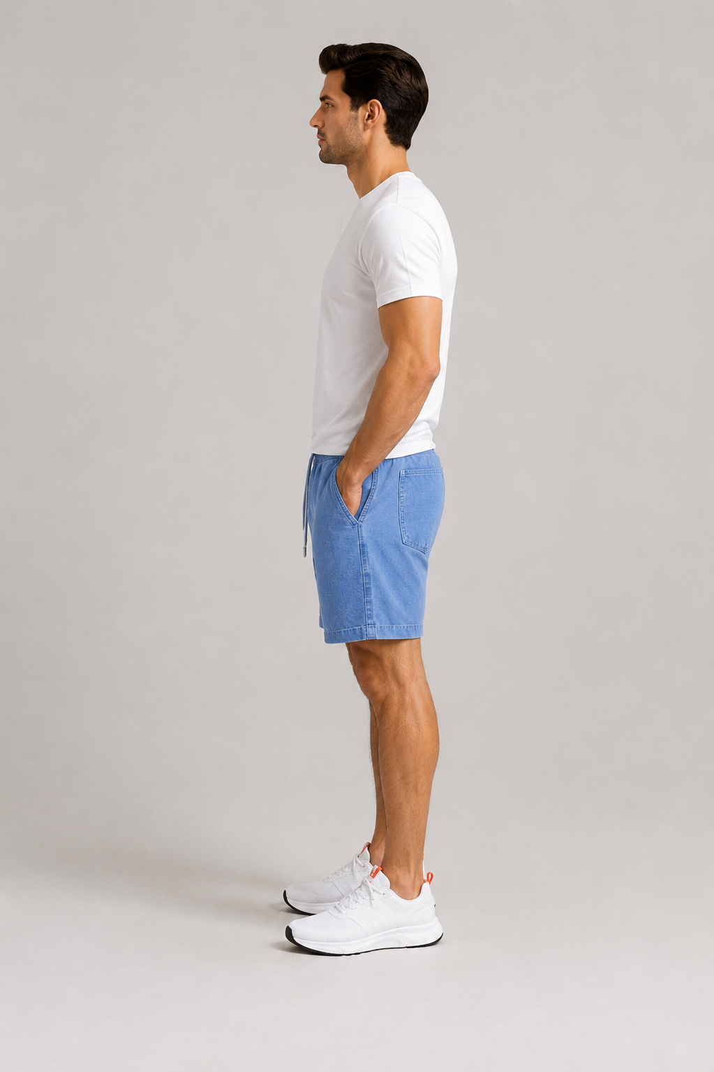 Men’s Denim Drawstring Shorts.(FFFF)