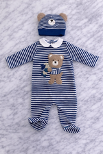 Indigo Baby Boy 2-Piece Sleepsuit Set – Romper & Hat