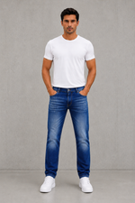 Men’s Blue Wash Straight Leg Jeans.(FFFF)