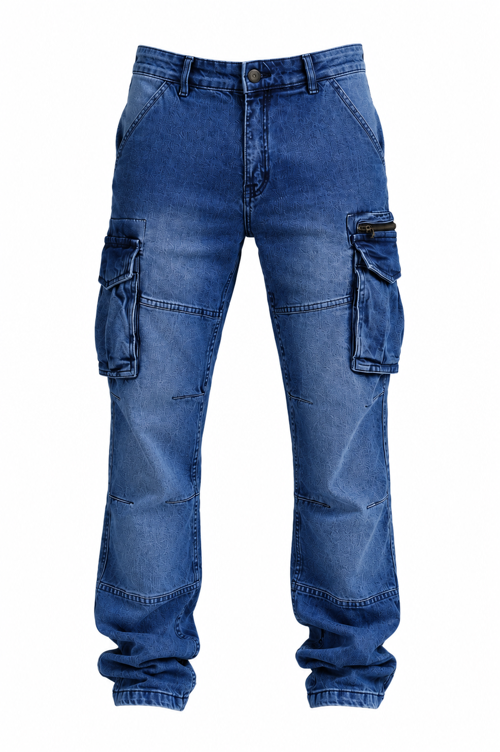 Men’s Blue Cargo Denim Jeans.(FFFF)