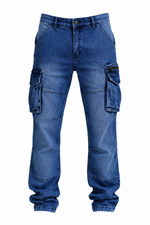 Men’s Blue Cargo Denim Jeans.(FFFF)