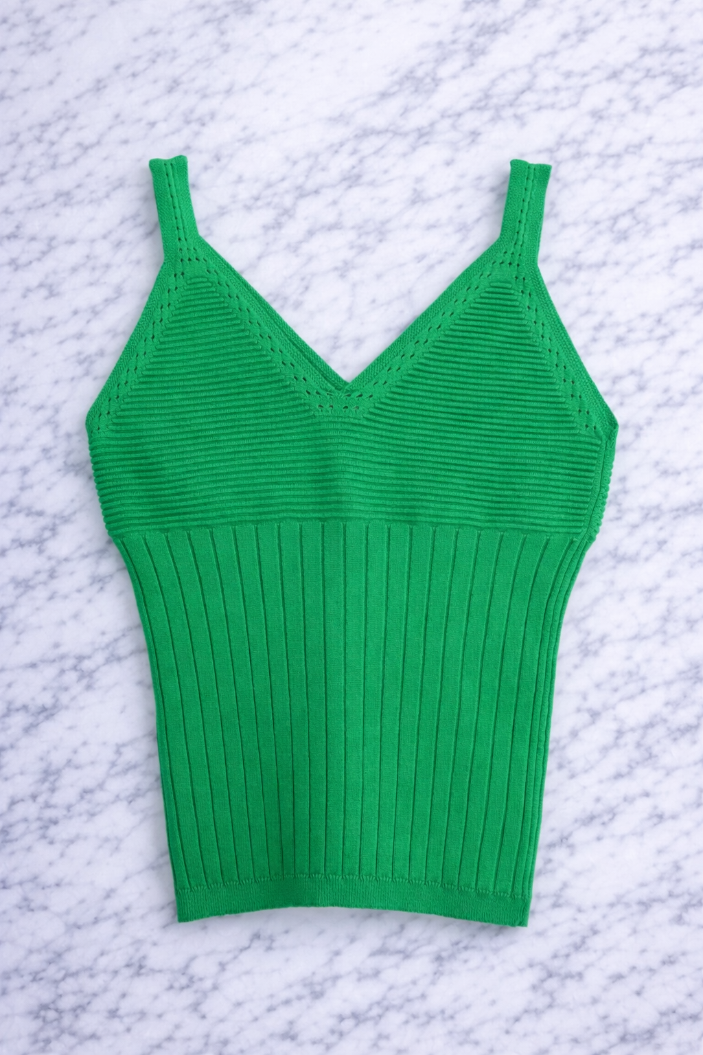 Women’s Ribbed Knit V-Neck Crop Top – White
