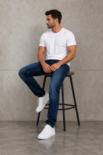 Men’s Classic Dark Wash Denim Jeans.(FFFF)