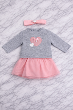 Indigo Girls Knit Dress Set with Tulle Skirt & Headband