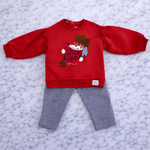 Indigo Girls 2-Piece Set – Red Sweatshirt & Patterned Pants