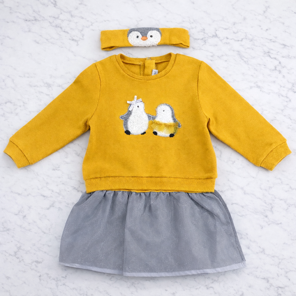 Indigo Girls’ 3-Piece Outfit Set – Sweatshirt, Tulle Skirt & Headband