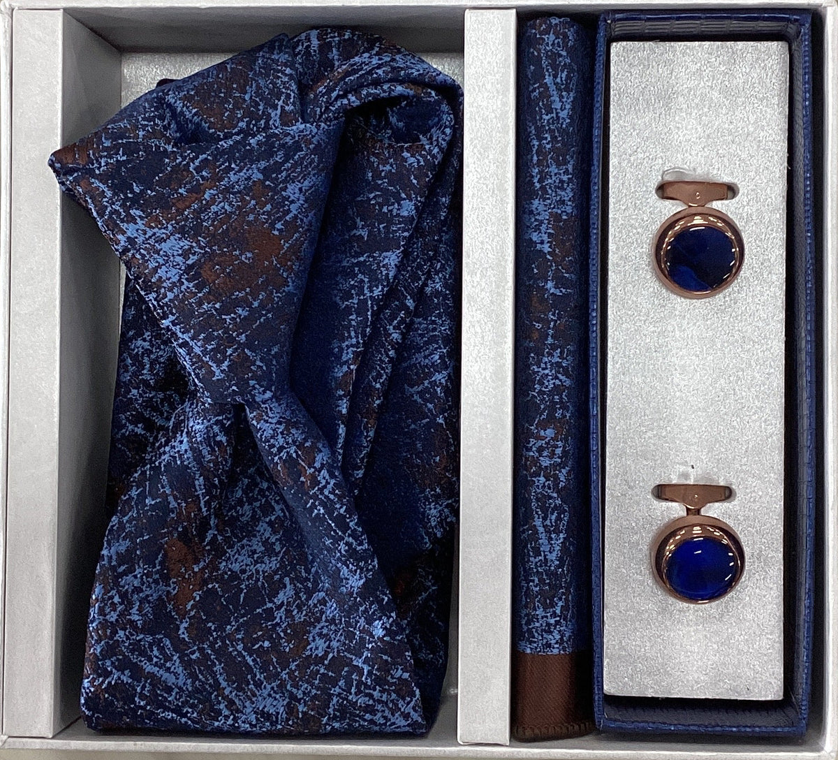 Pierre Cavelli Men’s Paisley Tie, Pocket Square & Cufflinks Gift Set