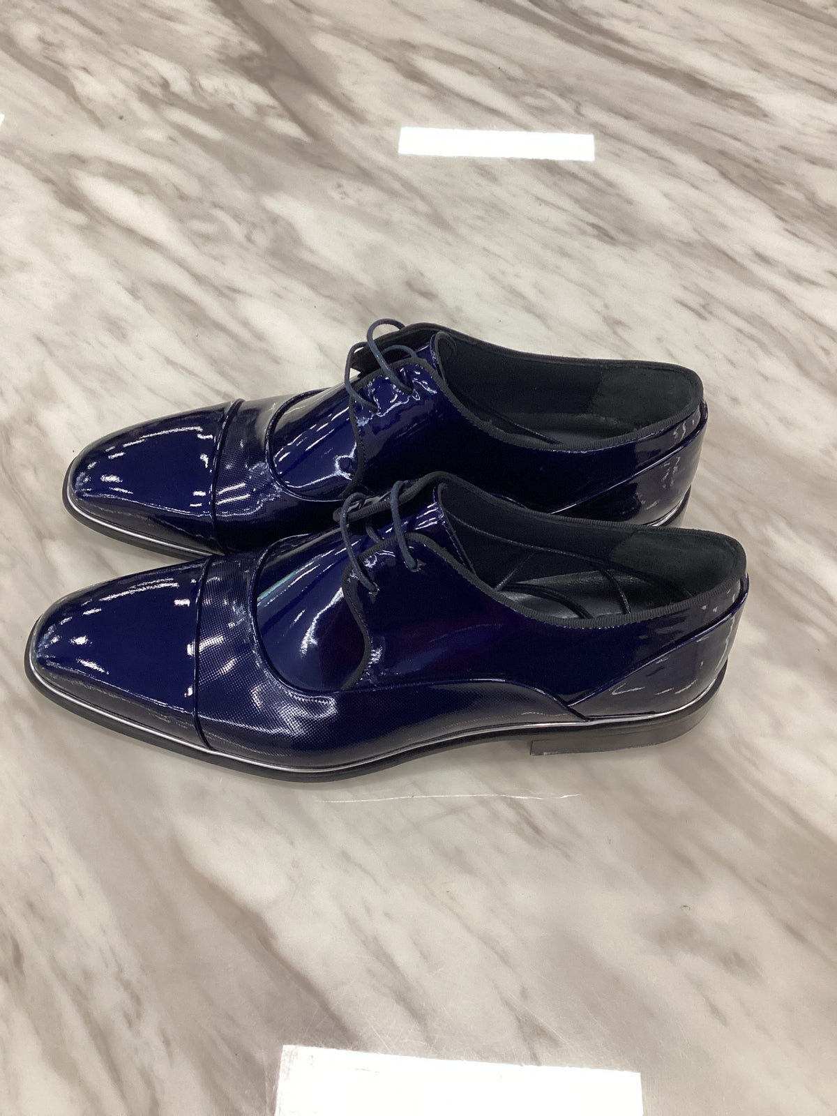 Men’s Navy Blue Patent Leather Dress Shoes