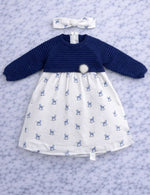 Indigo Girls Knit Dress with Headband – Navy & White
