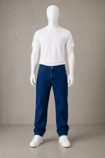 Men’s Fashion Denim Jeans – Indigo Dark Blue Mid Wash.(FFFF)