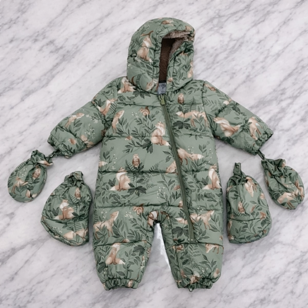 Indigo Baby Hooded Winter Snowsuit with Mittens & Booties