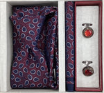 Pierre Cavelli Men’s Paisley Tie, Pocket Square & Cufflinks Gift Set