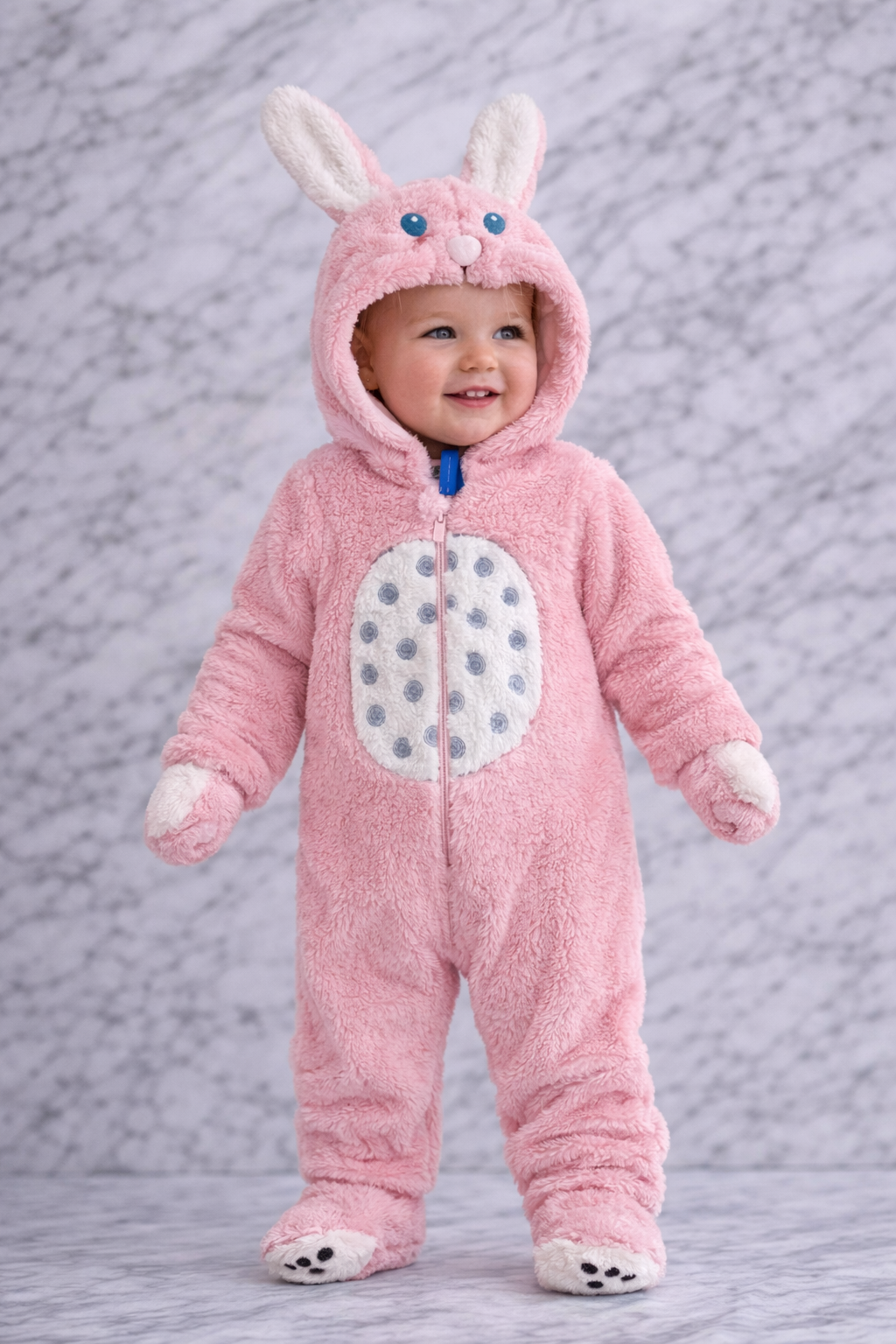 Baby Bunny Hooded Fleece Sleepsuit