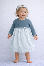 Indigo Girls Knit & Printed Dress Set with Matching Headband