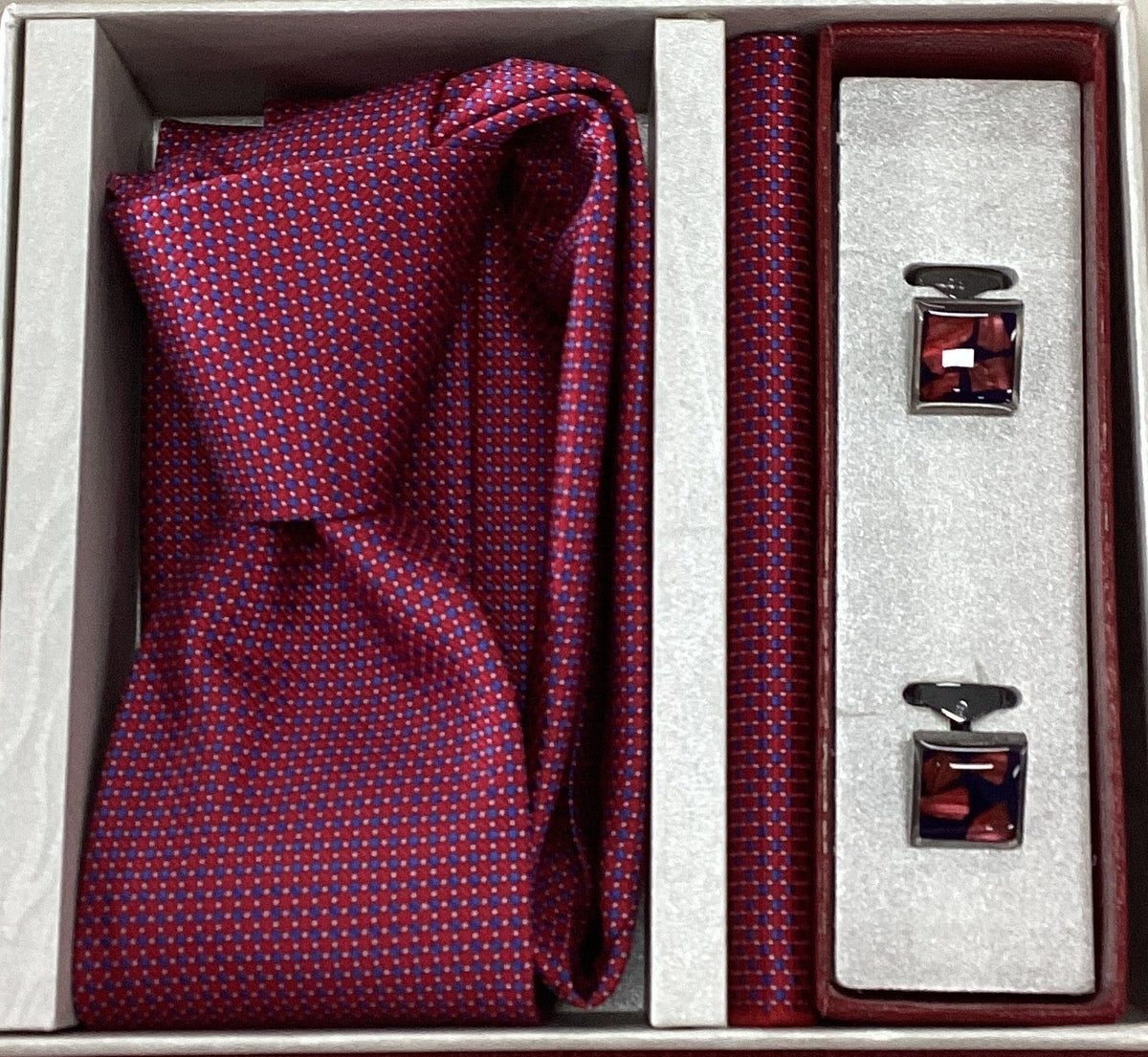 Pierre Cavelli Men’s Paisley Tie, Pocket Square & Cufflinks Gift Set