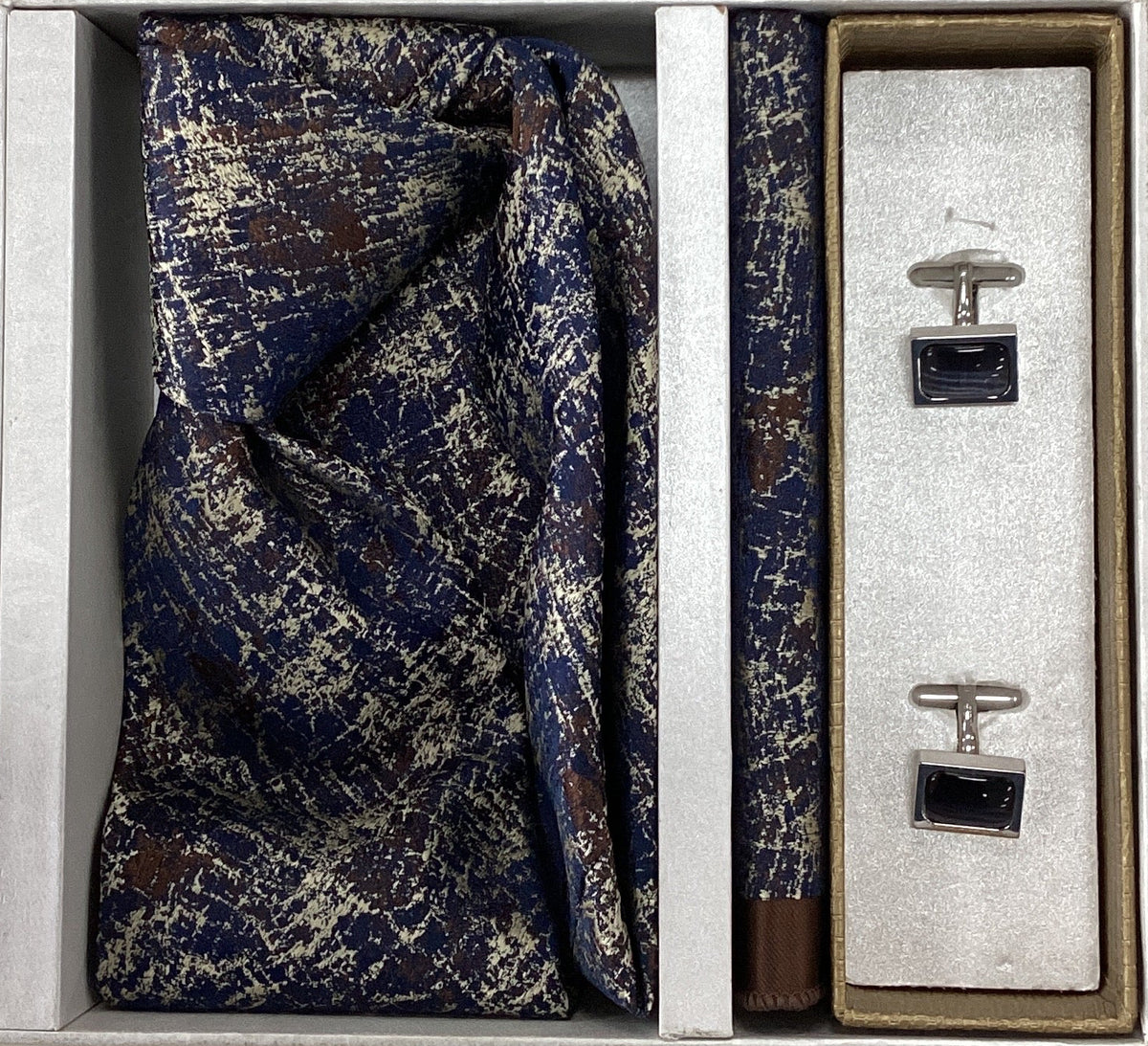 Pierre Cavelli Men’s Paisley Tie, Pocket Square & Cufflinks Gift Set