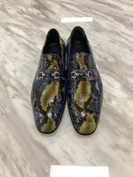 Men’s Snake-Embossed Leather Loafers with Metal Bit