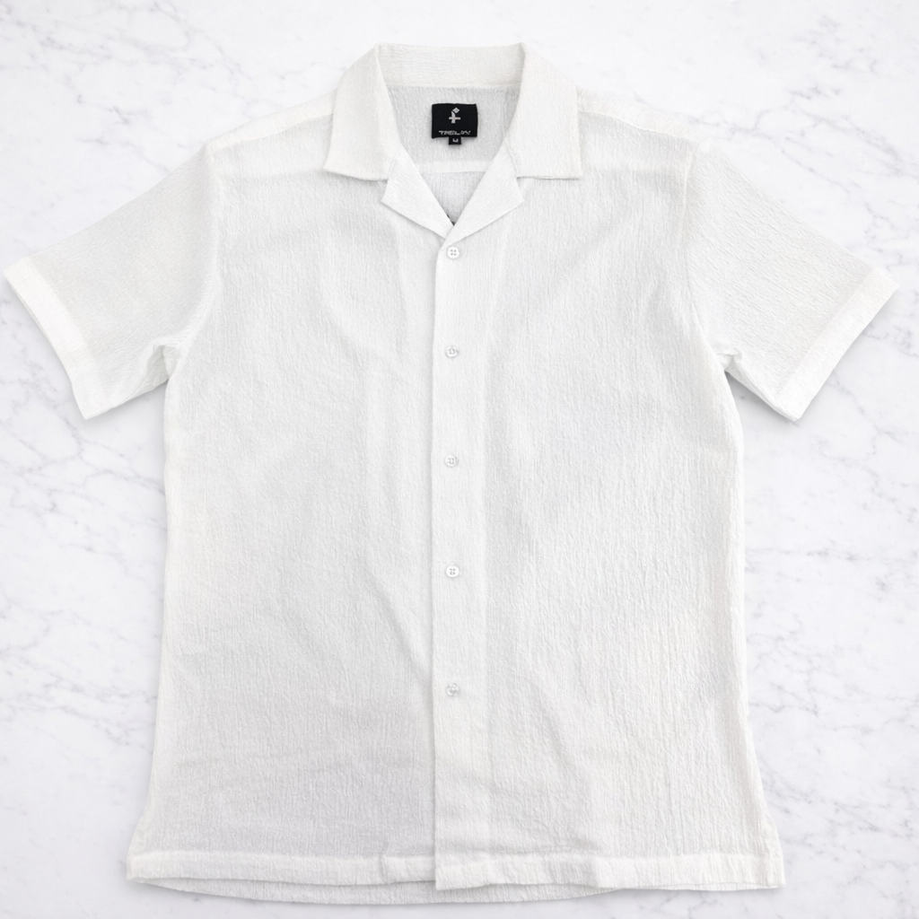 Men’s Short Sleeve Textured Button-Up Shirt