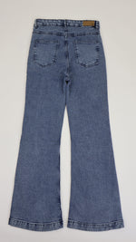 High-Waist Flared Blue Denim Jeans