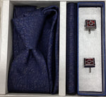 Pierre Cavelli Men’s Paisley Tie, Pocket Square & Cufflinks Gift Set