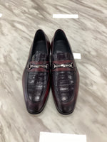 Men’s Crocodile-Embossed Leather Loafers with Metal Bit