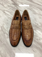 Piserro Men’s Tan Crocodile-Embossed Leather Loafers