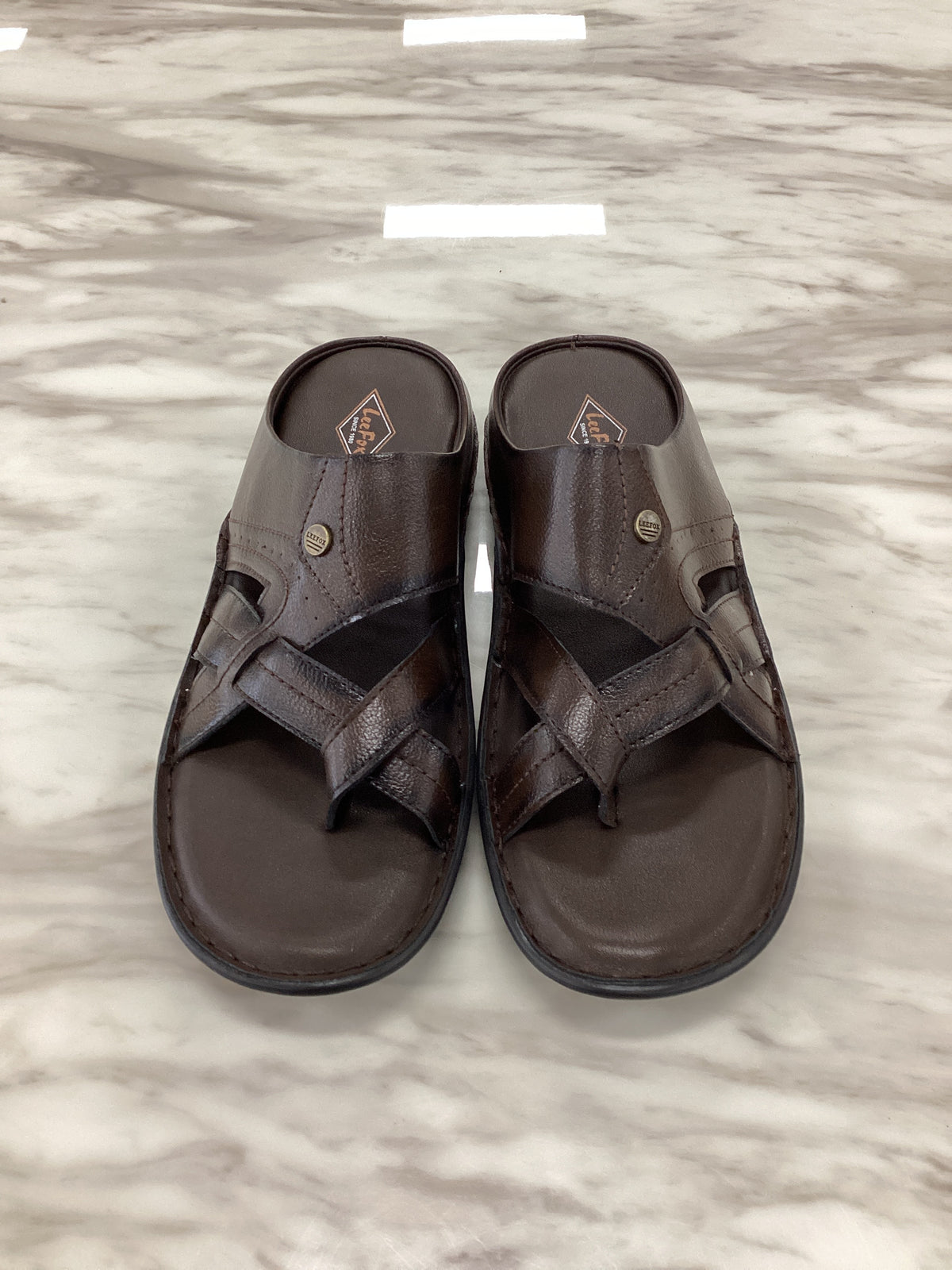 Leefox Men’s Casual Toe-Ring Leather Sandals