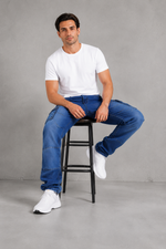 Men’s Blue Cargo Denim Jeans.(FFFF)