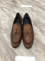 Men’s Tan Leather Tassel Loafers
