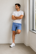 Men’s Denim Drawstring Shorts.(FFFF)