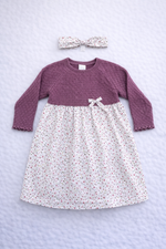 Indigo Girls Floral Dress with Knit Top & Matching Headband