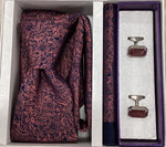 Pierre Cavelli Men’s Paisley Tie, Pocket Square & Cufflinks Gift Set