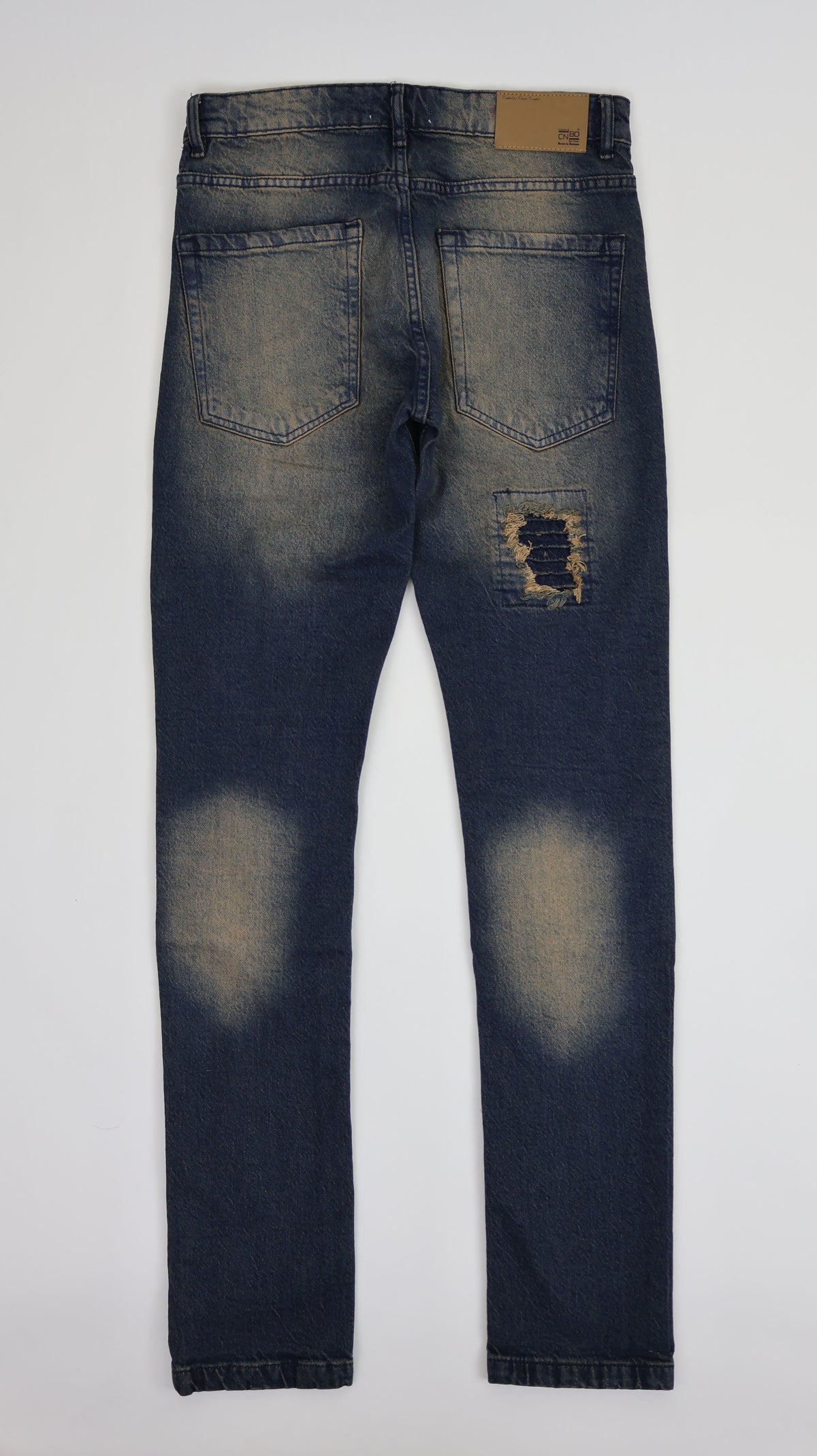 Men’s Slim Fit Distressed Denim Jeans-Dirty Blue Grenner Tone