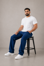 Men’s Fashion Denim Jeans – Indigo Dark Blue Mid Wash.(FFFF)