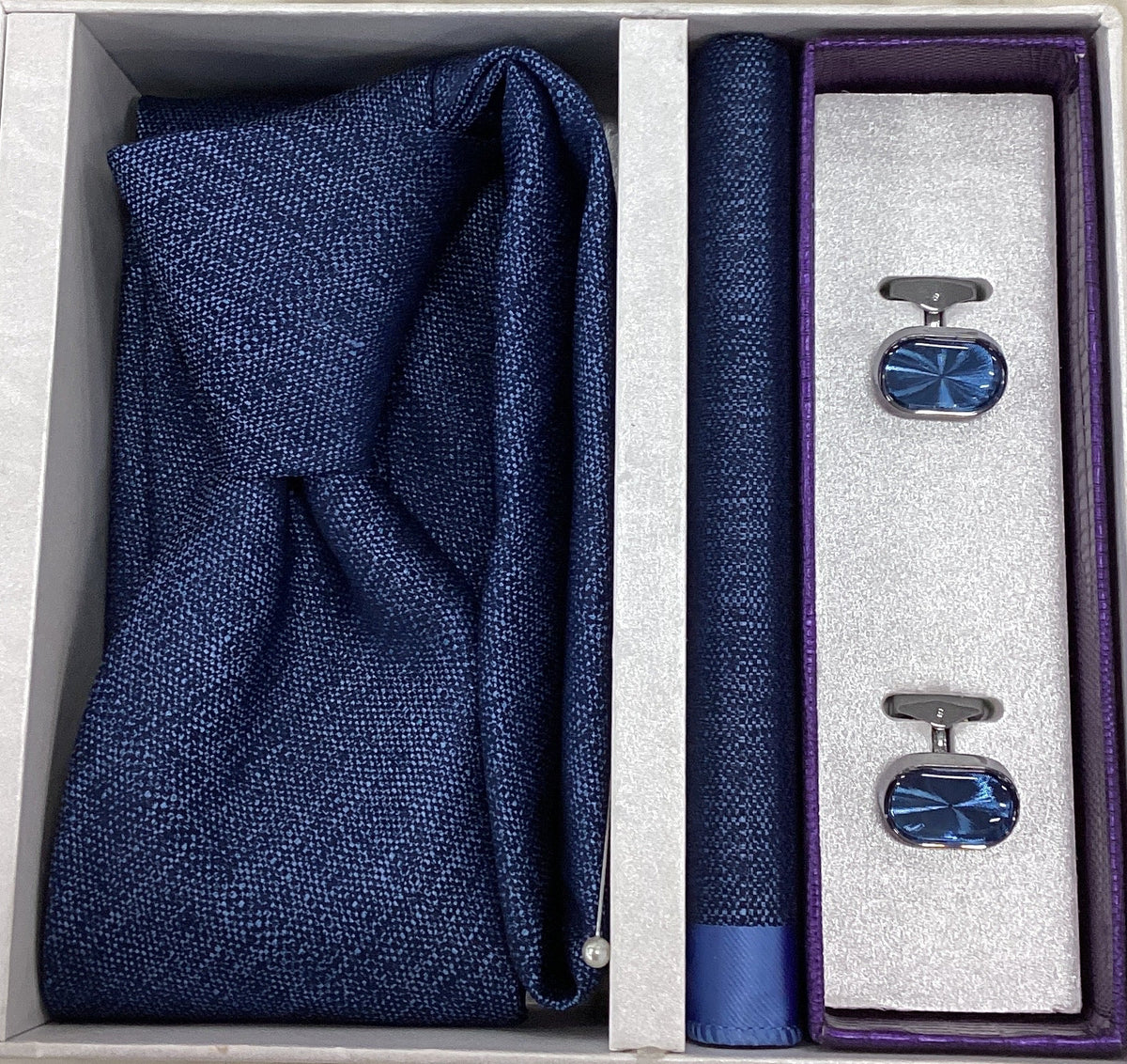 Pierre Cavelli Men’s Paisley Tie, Pocket Square & Cufflinks Gift Set