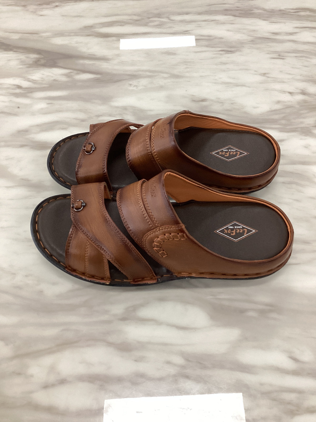 Leefox Men’s Casual Toe-Ring Leather Sandals