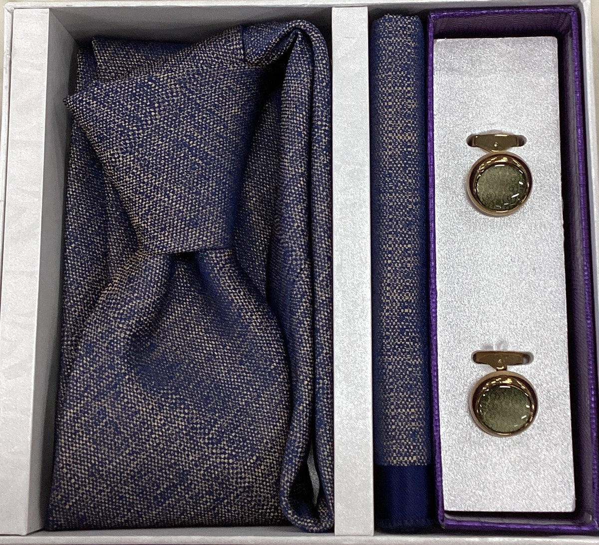 Pierre Cavelli Men’s Paisley Tie, Pocket Square & Cufflinks Gift Set