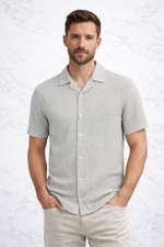 Men’s Short Sleeve Textured Button-Up Shirt