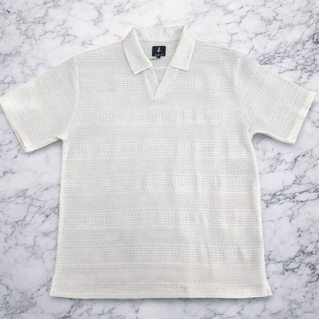 Trelini Men’s Textured Short Sleeve Polo Shirt