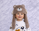 Indigo Kids Plush Winter Hat with Scarf – Bear Design