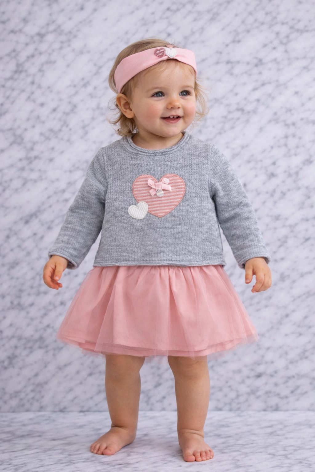 Indigo Girls Knit Dress Set with Tulle Skirt & Headband