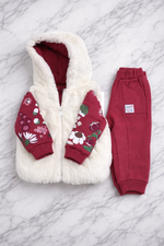 Indigo Girls’ 3-Piece Winter Set – Hoodie, Faux Fur Vest & Joggers