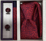 Pierre Cavelli Men’s Paisley Tie, Pocket Square & Cufflinks Gift Set