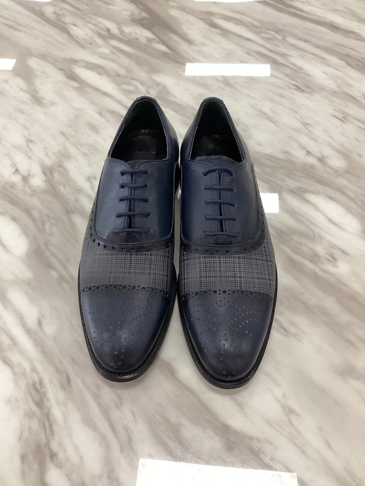 Men’s Leather Brogue Dress Shoes with Textured Panel