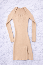 Women’s Ribbed Knit Midi Dress – Square Neck