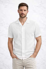 Men’s Short Sleeve Textured Button-Up Shirt