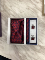 Pierre Cavelli Men’s Paisley Tie, Pocket Square & Cufflinks Gift Set