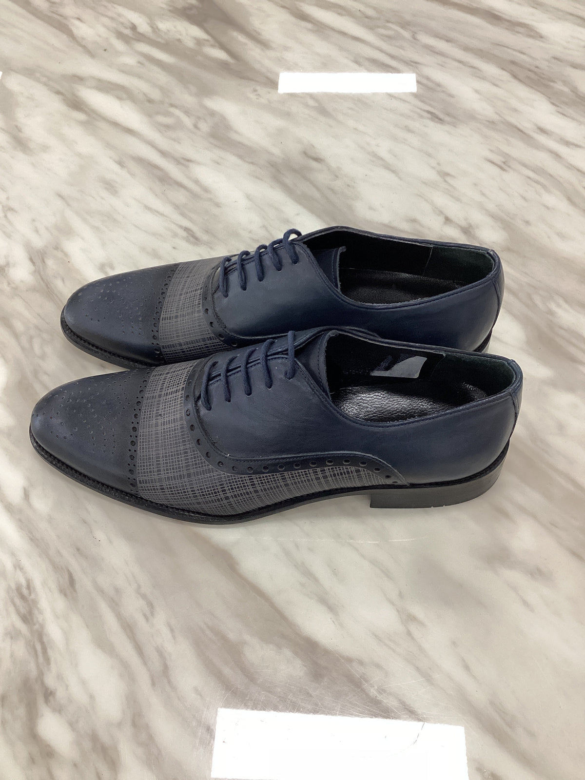 Men’s Leather Brogue Dress Shoes with Textured Panel