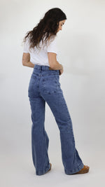 High-Waist Flared Blue Denim Jeans